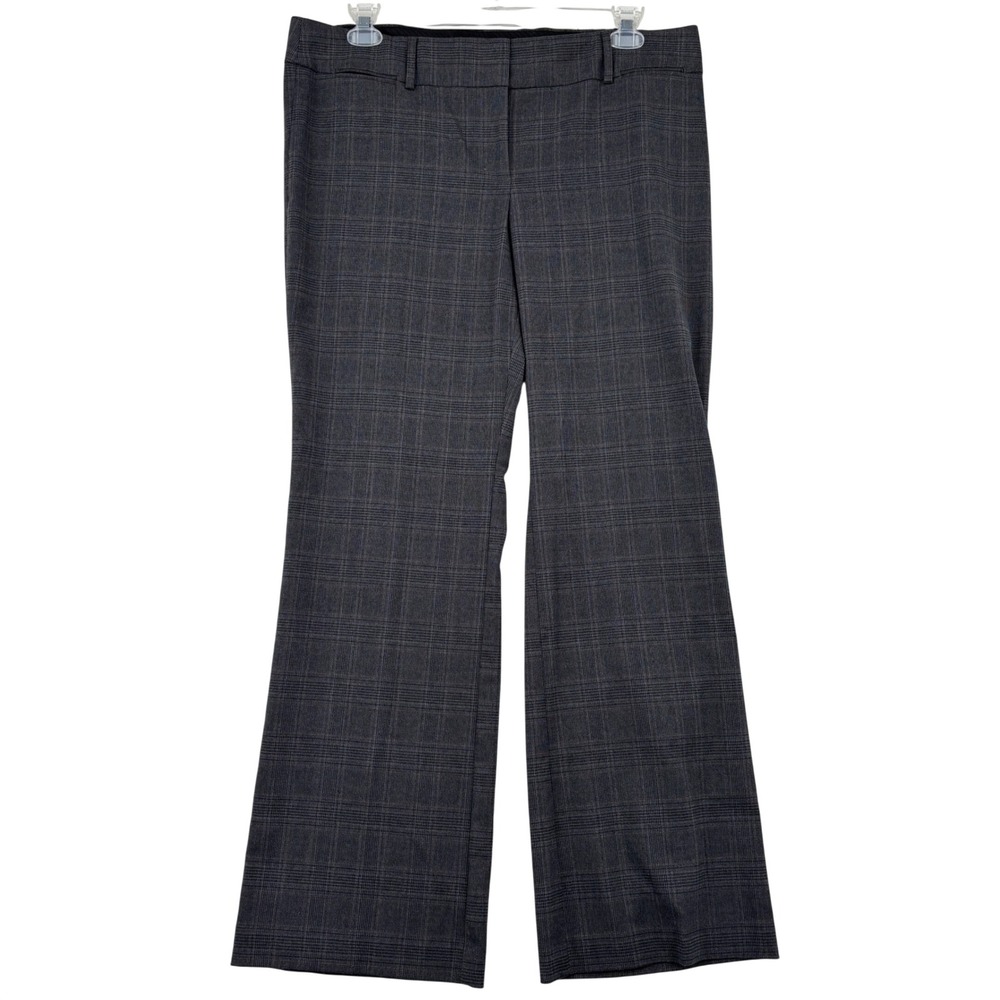 Ann Taylor LOFT Marisa Trouser Pants Size 14 Gray Plaid Wide Leg Professional